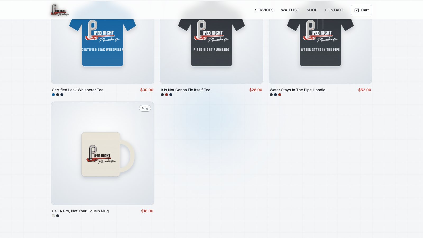 Piped Right: Merch shop